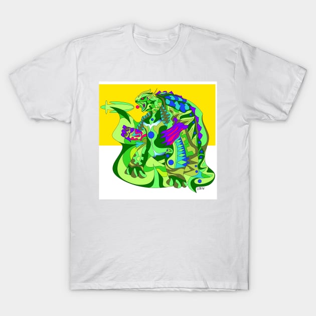 gamera the tortoise kaiju ecopop in mexican patterns art atomic T-Shirt by jorge_lebeau